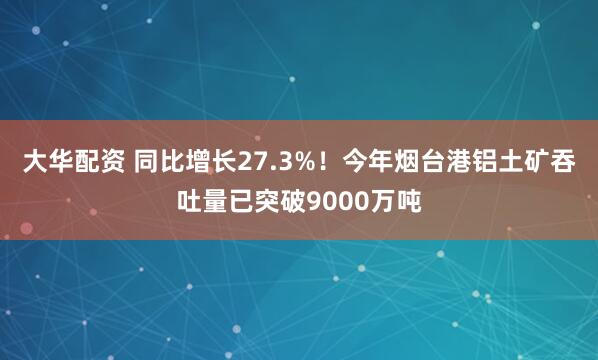 大华配资 同比增长27.3%！今年烟台港铝土矿吞吐量已突破9000万吨